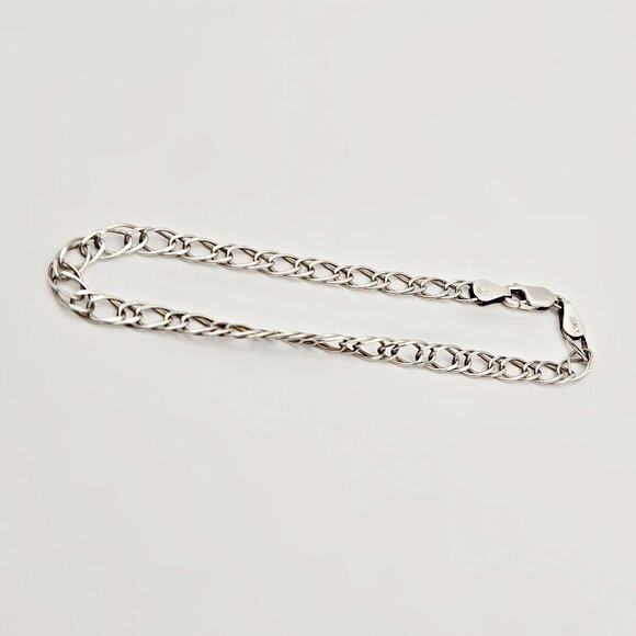 Vintage Sterling Silver Double Cable Link Chain Bracelet 7" – Italy IBB 925 - Picture 4 of 5